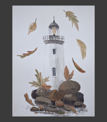 Faro en las hojas de otoño