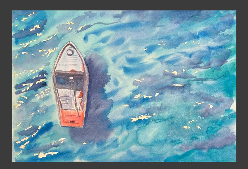 Barco solitario en el mar