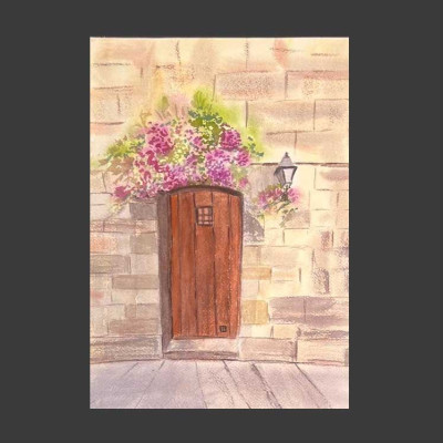 Puerta y flores