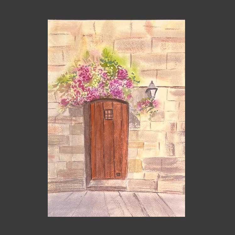 Puerta y flores