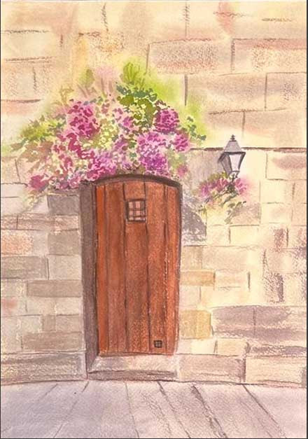 Puerta y flores